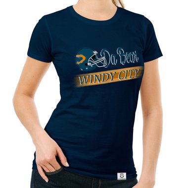 Damen T-Shirt - Da Bear - Windy City weiss-trkis XXL