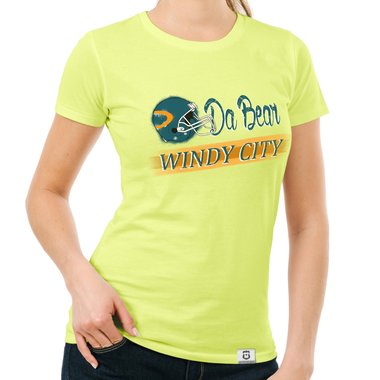 Damen T-Shirt - Da Bear - Windy City weiss-trkis XXL