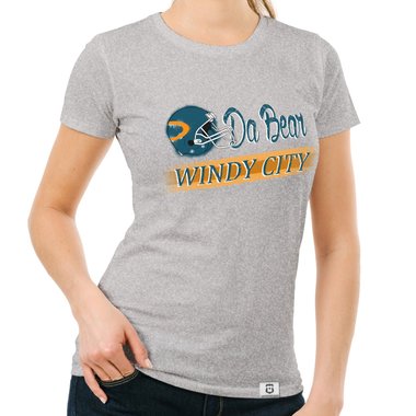 Damen T-Shirt - Da Bear - Windy City weiss-trkis XXL