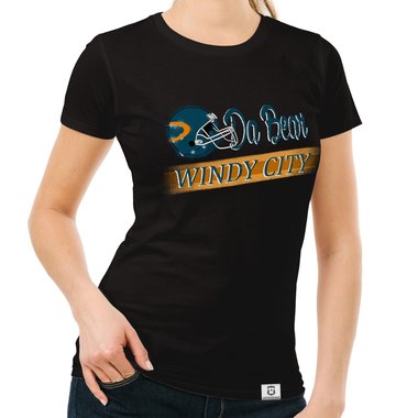 Damen T-Shirt - Da Bear - Windy City weiss-trkis XXL