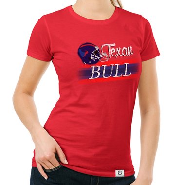 Damen T-Shirt - Texan - Bull weiss-rot XXL