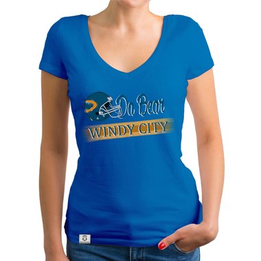 Damen T-Shirt V-Ausschnitt - Da Bear - Windy City dunkelgrau-trkis XS