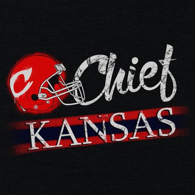 Damen T-Shirt V-Ausschnitt - Chief - Kansas dunkelgrau-rot XS