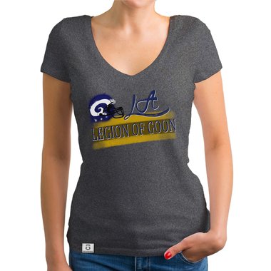 Damen T-Shirt V-Ausschnitt - LA - Legion of Goon dunkelgrau-gelb XS
