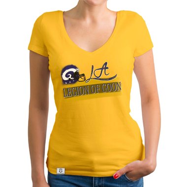 Damen T-Shirt V-Ausschnitt - LA - Legion of Goon dunkelgrau-gelb XS