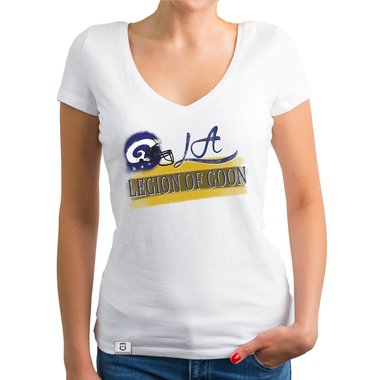 Damen T-Shirt V-Ausschnitt - LA - Legion of Goon dunkelgrau-gelb XS