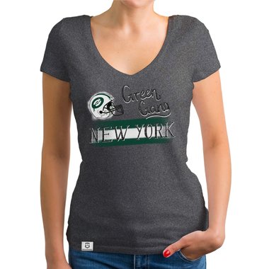 Damen T-Shirt V-Ausschnitt - Green Gang - NY dunkelgrau-dunkelgrn XS