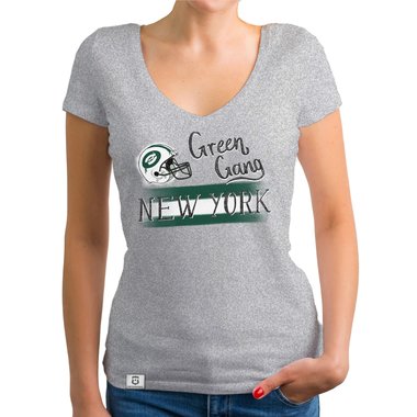 Damen T-Shirt V-Ausschnitt - Green Gang - NY dunkelgrau-dunkelgrn XS