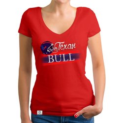 Damen T-Shirt V-Ausschnitt - Texan - Bull