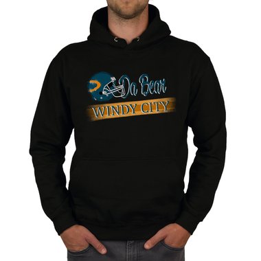 Herren Hoodie - Da Bear - Windy City schwarz-trkis 5XL