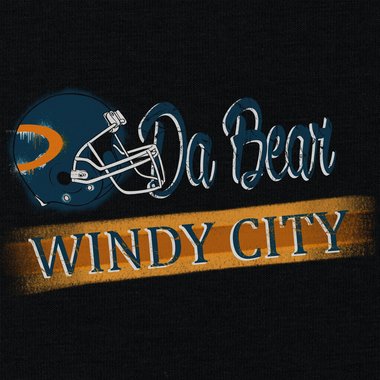 Herren Hoodie - Da Bear - Windy City schwarz-trkis 5XL
