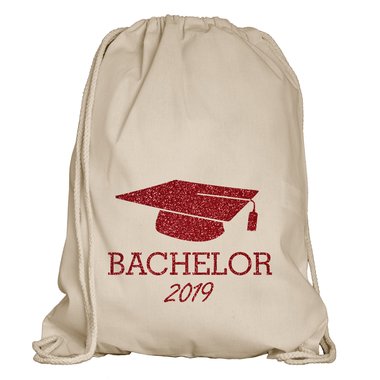Turnbeutel - Bachelor 2019 natur-rotglitzer