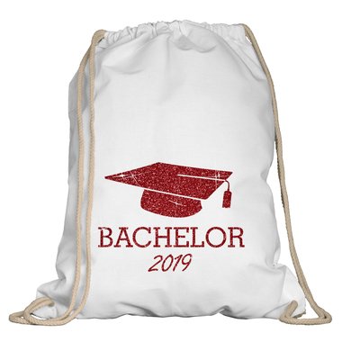 Turnbeutel - Bachelor 2019 natur-rotglitzer