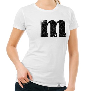 Damen T-Shirt - M und M weiss-schwarzglitzer XXL