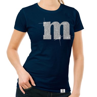 Damen T-Shirt - M und M weiss-schwarzglitzer XXL