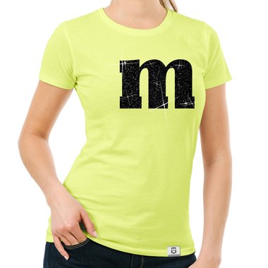 Damen T-Shirt - M und M weiss-schwarzglitzer XXL
