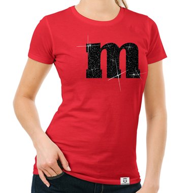 Damen T-Shirt - M und M weiss-schwarzglitzer XXL