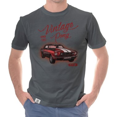 Herren T-Shirt - Vintage Pony weiss-rot 5XL