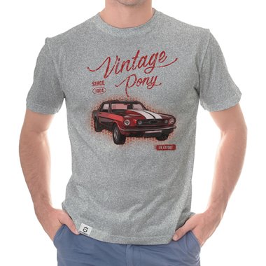 Herren T-Shirt - Vintage Pony weiss-rot 5XL