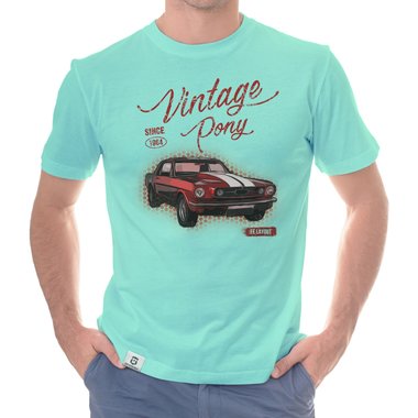 Herren T-Shirt - Vintage Pony weiss-rot 5XL