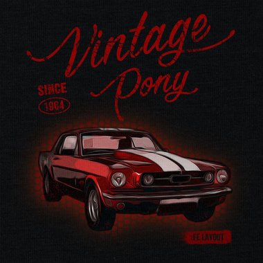 Herren T-Shirt - Vintage Pony weiss-rot 5XL