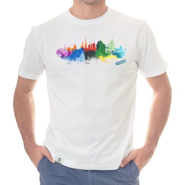Herren T-Shirt - Hamburg Aquarell dunkelblau-bunt S