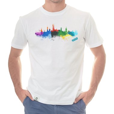 Herren T-Shirt - Rostock Aquarell dunkelblau-bunt S