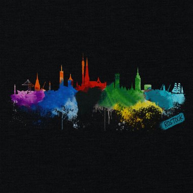 Herren T-Shirt - Rostock Aquarell dunkelblau-bunt S