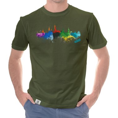 Herren T-Shirt - Rostock Aquarell dunkelblau-bunt S