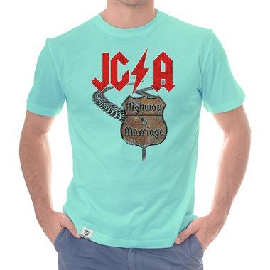 Herren JGA T-Shirt - Highway to Marriage weiss-rot 5XL