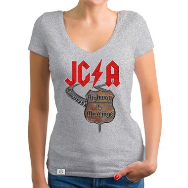 Damen JGA T-Shirt V-Ausschnitt - Highway to Marriage