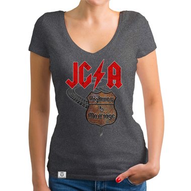 Damen JGA T-Shirt V-Ausschnitt - Highway to Marriage