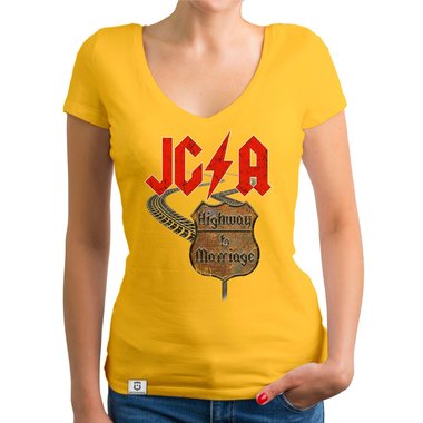 Damen JGA T-Shirt V-Ausschnitt - Highway to Marriage