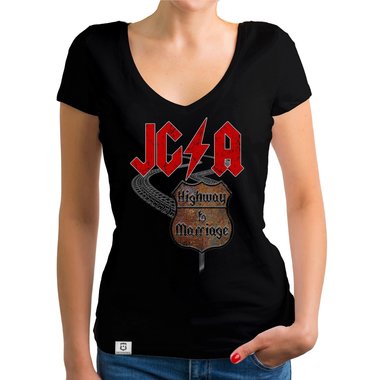 Damen JGA T-Shirt V-Ausschnitt - Highway to Marriage