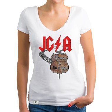 Damen JGA T-Shirt V-Ausschnitt - Highway to Marriage