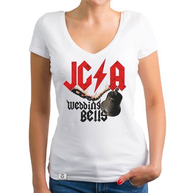 Damen JGA T-Shirt V-Ausschnitt - Wedding Bells