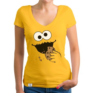 Damen T-Shirt V-Ausschnitt - Keks Monster