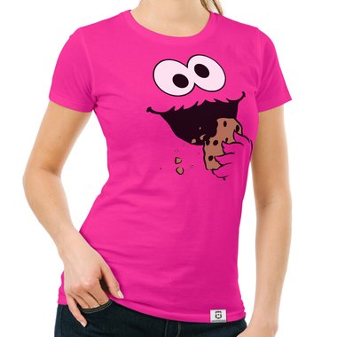 Damen T-Shirt - Keks Monster weiss-schwarz XXL