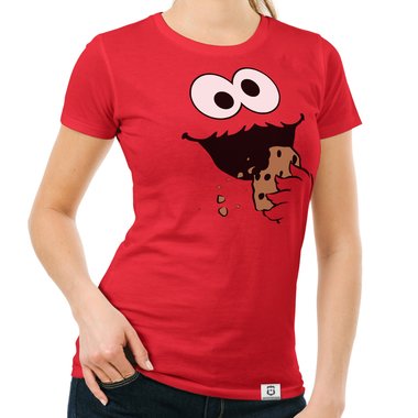 Damen T-Shirt - Keks Monster weiss-schwarz XXL