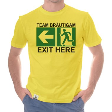 Herren JGA T-Shirt - Team Brutigam - Exit here weiss-schwarz 5XL