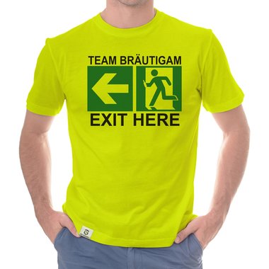 Herren JGA T-Shirt - Team Brutigam - Exit here weiss-schwarz 5XL