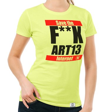 Damen T-Shirt - F**k Art13 - Save the Internet dunkelblau-weiss S