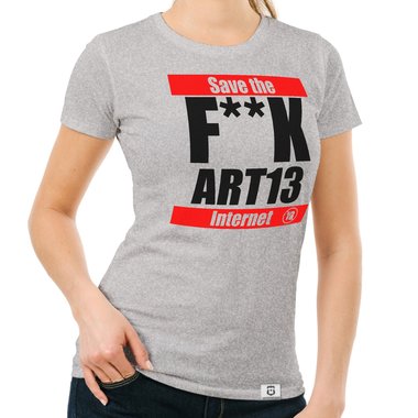 Damen T-Shirt - F**k Art13 - Save the Internet dunkelblau-weiss S