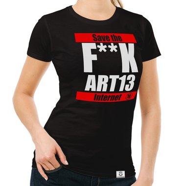 Damen T-Shirt - F**k Art13 - Save the Internet dunkelblau-weiss S