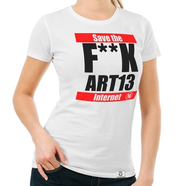 Damen T-Shirt - F**k Art13 - Save the Internet dunkelblau-weiss S