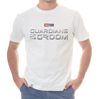 Herren JGA T-Shirt - Guardians of the Groom weiss-schwarz 5XL