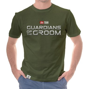 Herren JGA T-Shirt - Guardians of the Groom weiss-schwarz 5XL