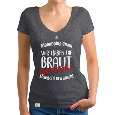 Damen T-Shirt V-Ausschnitt - JGA Kidnapping Team