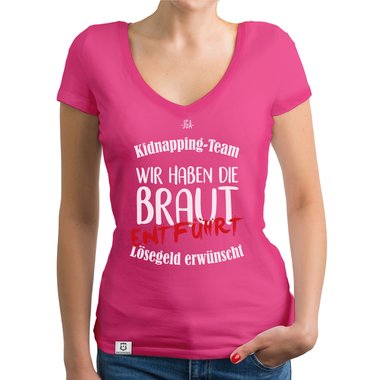 Damen T-Shirt V-Ausschnitt - JGA Kidnapping Team