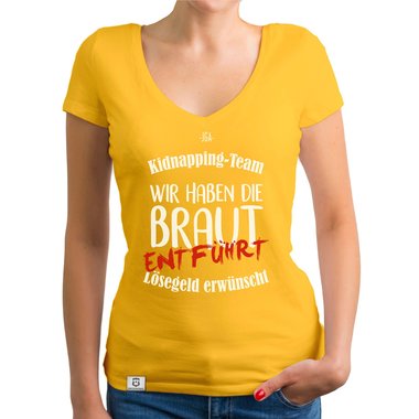 Damen T-Shirt V-Ausschnitt - JGA Kidnapping Team